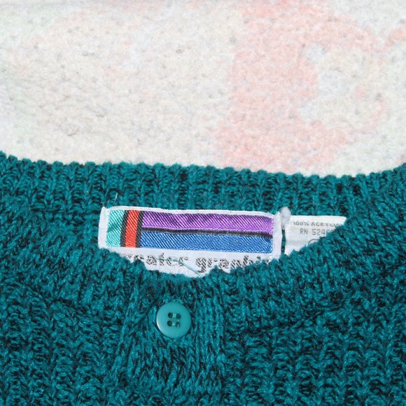 Vintage Sweater Graphix Men's Green Sweater Red and Black Stripes Size Large - Picture 2 of 11